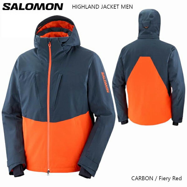 23-24 SALOMON サロモン HIGHLAND JACKET M CARBON/Fiery Red+EDGE PANT M CARBON