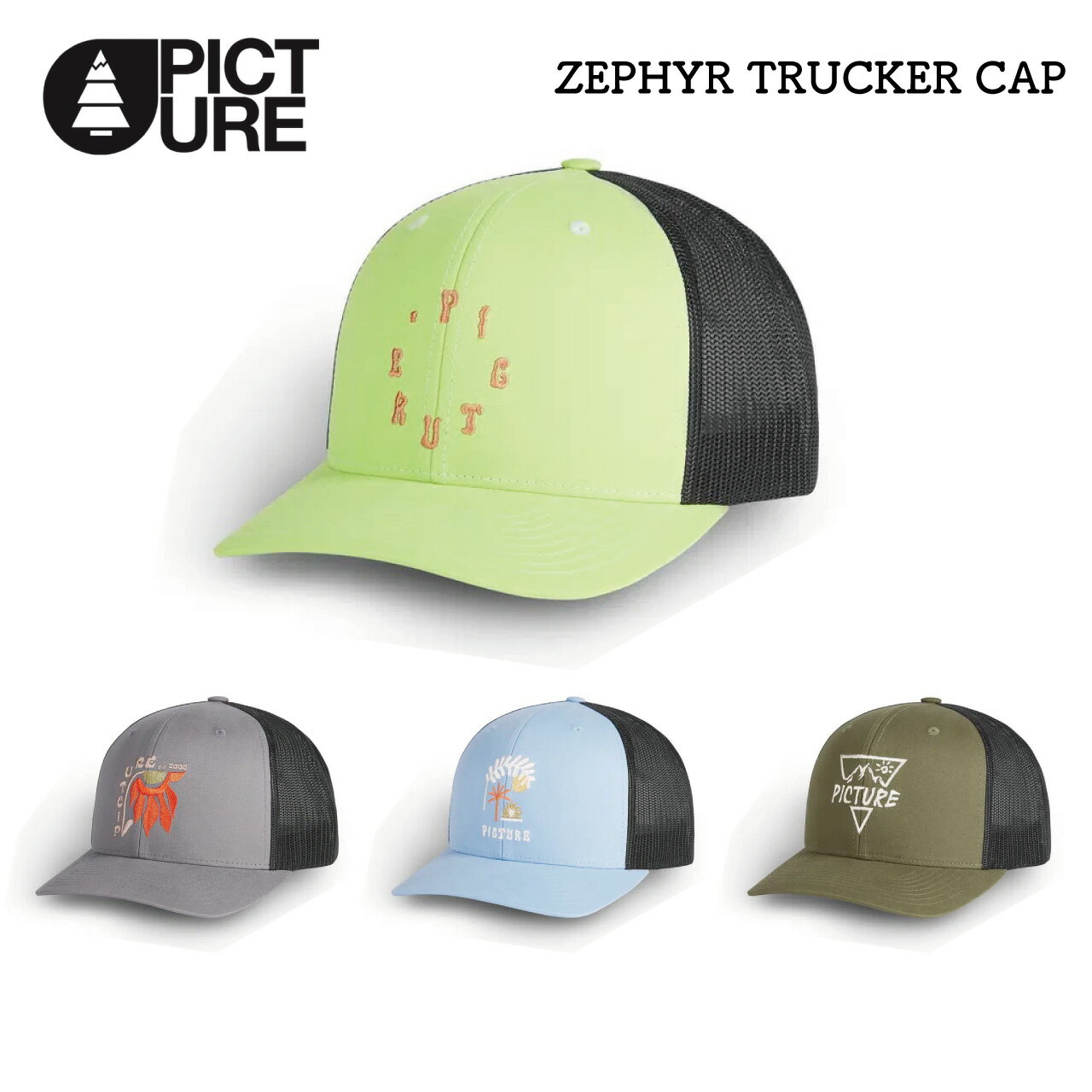 PICTURE ピクチャー ZEPHYR TRUCKER CAP キャップ ユニセックス 帽子 軽量 マリンスポーツ ウォータースポーツ サップ アウトドア SBS0270 送料無料
