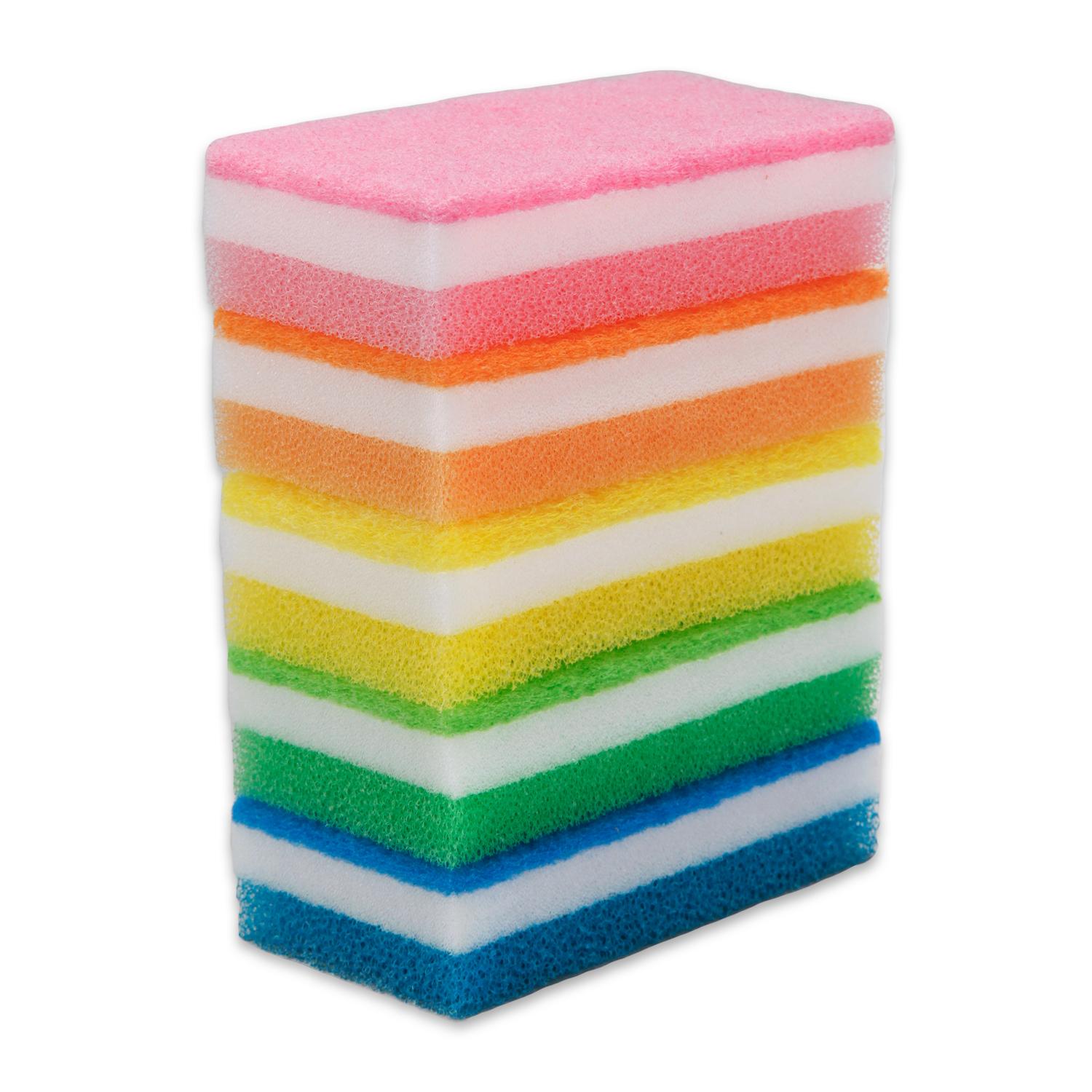 カラフル3層キッチンスポンジ　5色組
