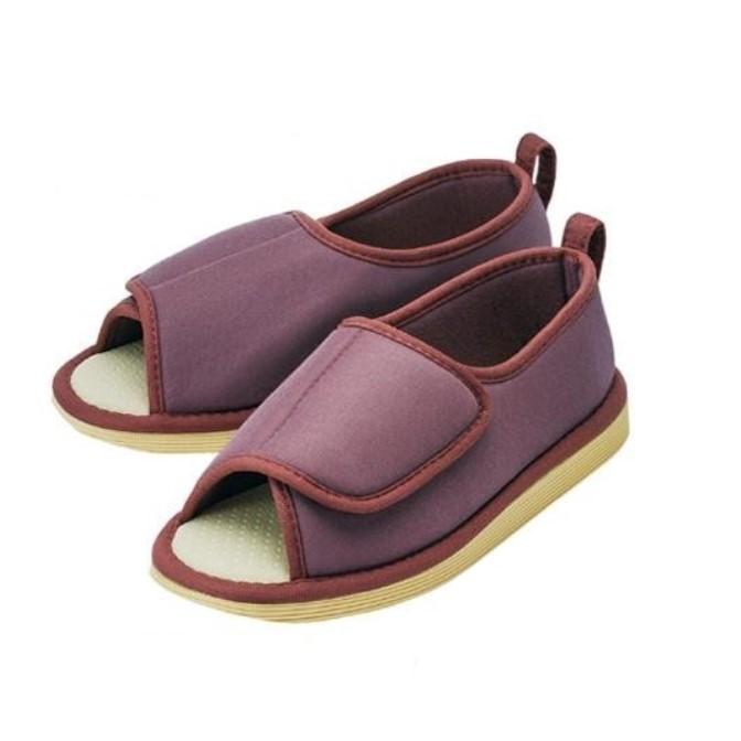 転倒予防シューズつま先なし　L　あずき091194