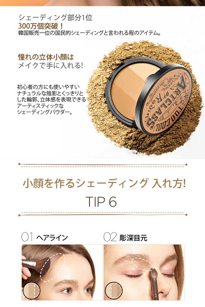 【8/4 20時〜2時間限定 20％クーポン】 送料無料 ☆ブラシ付き☆アートクラス バイロダン シェーディング 9.5g トゥークールフォースクール too cool for school ARTCLASS By Robin Shading 小顔 シェーディング 韓国コスメ モダン ブルベ イエベ