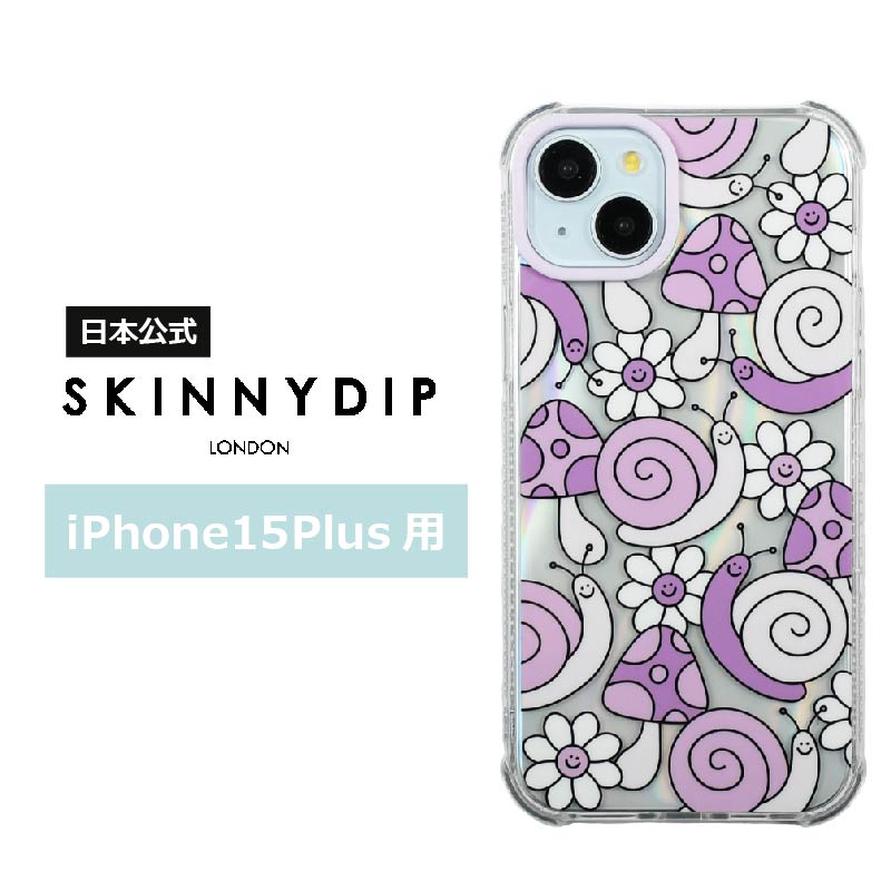 SKINNYDIP iPhone15Plus用 ケース ライラックスネイル かたつむり フラワー 耐衝撃性