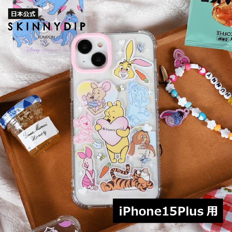 SKINNYDIP iPhone15Plus用 ケース くまのプーさん オールスター 耐衝撃性