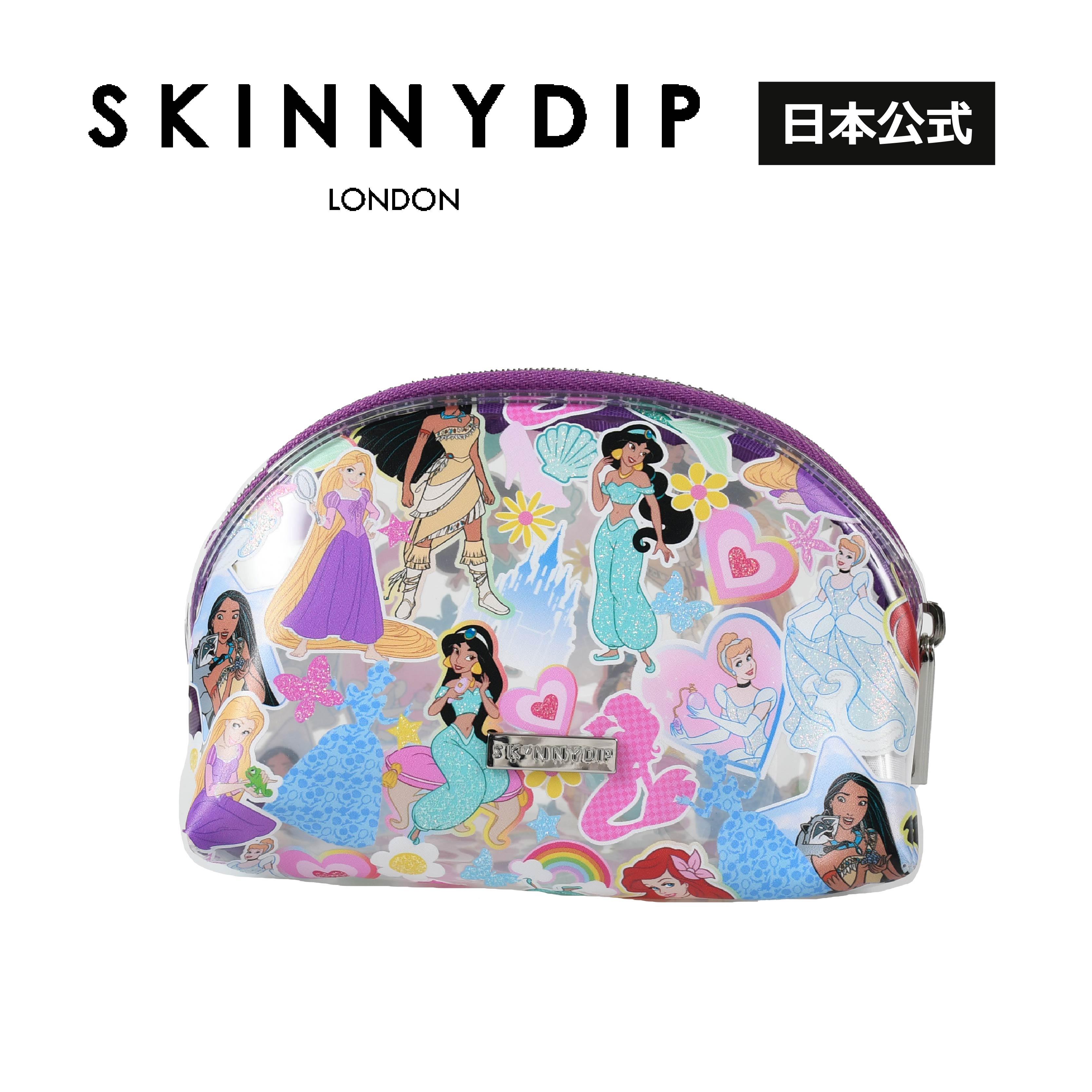 【公式】SKINNYDIP プリンセス シンデレラ ベル アリエル ジャスミン ラプンツェル シェルポーチ ペンケース 小物入れ Disneyコラボレーション ディズニー グリッター ラメ