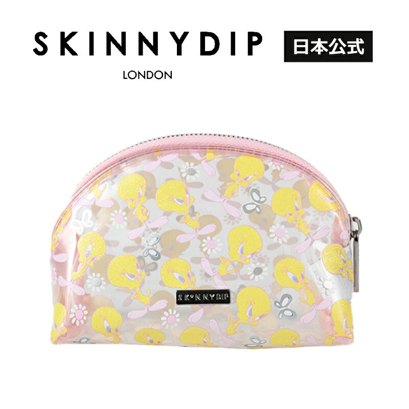 【公式】SKINNYDIP ルーニー テューンズ トゥイーティー シェルポーチ ペンケース 小物入れ キャラクター キャラクターグッズ コラボレーション グリッター ラメ