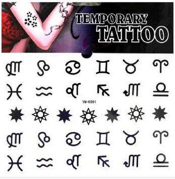 【古代文字柄】フェイク タトゥーシール[temporary tattoos] 【RCP】刺青　入れ墨　シール　仮装　クラブ　ハロウィン　イベント　ワンポイント　アイコン　ペンタクル　pentacle 文字　星座　タロット