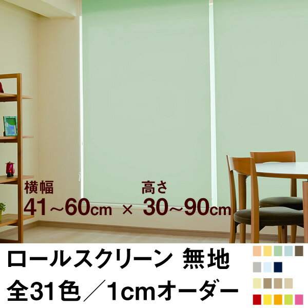 ロールスクリーン BASIC 無地（採光／ライトな遮光） 【横幅41〜60cm ×　高さ30〜90cm】 オーダー メイド 立川機工製