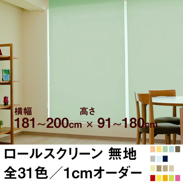 ロールスクリーン BASIC 無地（採光／ライトな遮光） 【横幅181〜200cm ×　高さ91〜180cm】 オーダー メイド 立川機工製