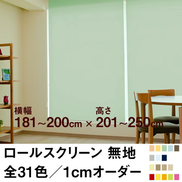 ロールスクリーン BASIC 無地（採光／ライトな遮光） 【横幅181〜200cm ×　高さ201〜250cm】 オーダー メイド 立川機工製