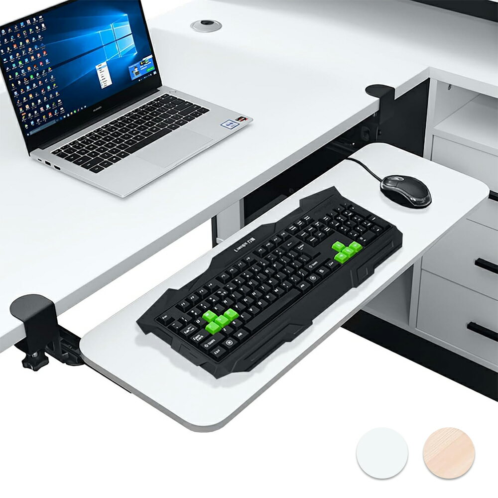 キーボードトレイ キーボードスライダー 後付け デスク クランプ フルキーボード マウス収納対応 キーボードスタンド リストレスト 頑丈なCクランプ式 キーボード 収納棚 デスク拡張 人間工学 取付簡単