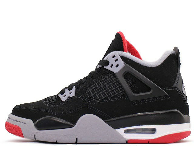 【レディースサイズ】NIKE AIR JORDAN 4 RETRO GS 408452-060ナイキ エアジョーダン 4 レトロ グレードスクール ブラック/ファイヤレッド-セメントグレーBLACK/FIRE RED-CEMENT GREY