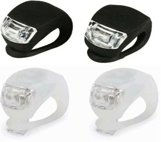 Rakuten - 2個セット前照灯自転車シリコン簡易装着2LED小型前照灯 フロントライト サイクルライト