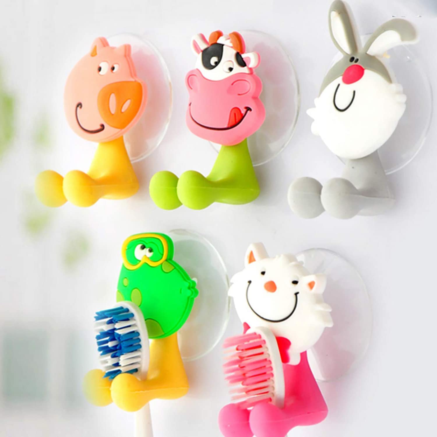 Rakuten - 5種類 セット 使いやすいスタンド、歯 ブラシ ぶらし フォルダー スタンド アニマル 動物