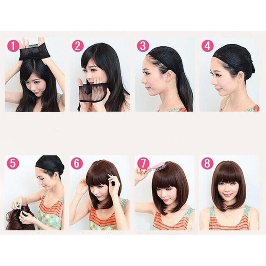 ウィッグ ネット付 ロング 耐熱 ウィッグ 女性 用 巻き髪 耐熱 (ブラウン)