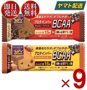 ブルボン プロテインバー BCAA+ 2種 アソート セット チョコレート クッキー キャラメル クッキー プロテイン タンパク質 9個