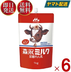 森永 練乳 れん乳 加糖れん乳 森永ミルク スパウトパウチ 1kg 業務用 大容量 コンデンスミルク 練乳 送料無料 6個