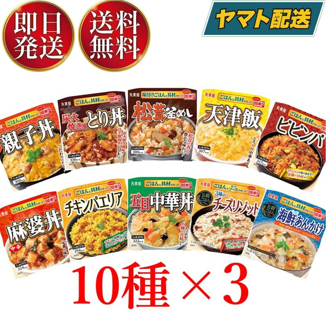 丸美屋 ごはん付き 丼 レトルト ごはん 詰め合わせ まとめ買い 10種 各3個 合計30個セット 送料無料 ギフト 防災 備蓄 常備食 常温保存 学生 仕送り