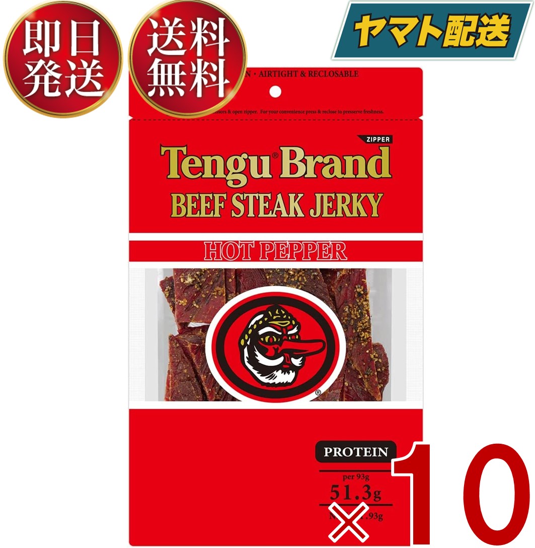 【15日限定！抽選で最大1万ポイントバック】 テング ビーフジャーキー ホット 93g おつまみ 天狗 送料無料 ビール プロテイン キャンプ お土産 日本酒 お酒 10個