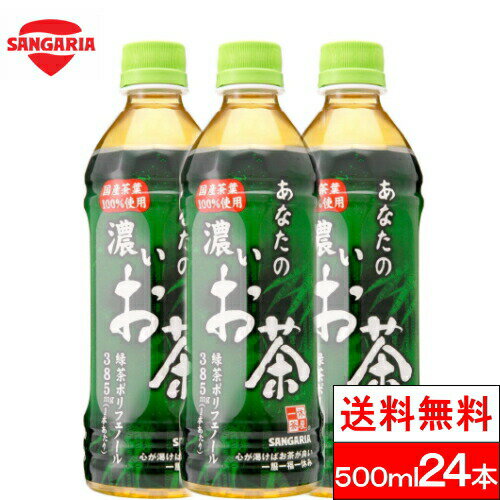 送料無料 1ケース あなたの濃いお茶 500ml 24本 お茶 ペットボトル 国産 茶葉 100％ 緑茶 まとめ買い ケース 箱買い サンガリア