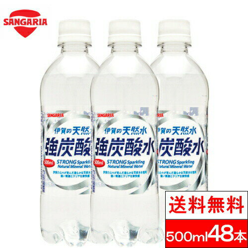 【送料無料】 伊賀の天然水 強炭酸水 プレーン 500ml 48本 サンガリア 無糖 炭酸水 ソーダ水 無糖炭酸 伊賀 天然炭酸水 ペットボトル ソーダ 無糖炭酸水 セット まとめ買い 大量