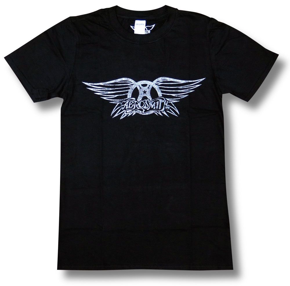  AEROSMITH エアロ・スミス ヴィンテージロゴ Tシャツ ロックTシャツ バンドTシャツ ofc 黒 ブラック