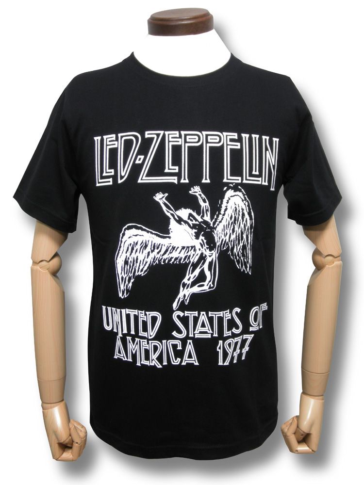 【土日も発送】 LED ZEPPELIN レッド・ツェッペリン USAツアー'77 Tシャツ ジミー・ペイジ ロックTシャツ バンドTシャツ gts 黒 ブラック