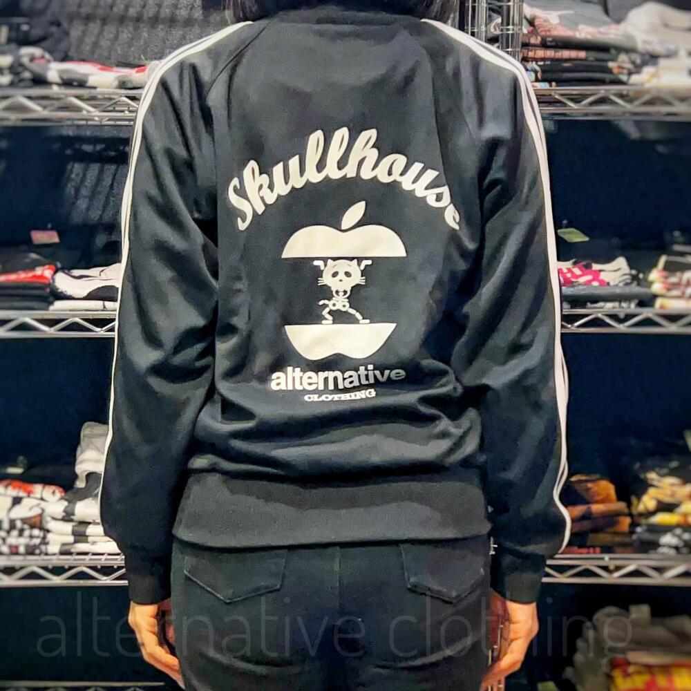 【土日も発送】 踊るネコ タマダンス ジャージ ホワイトプリント トラックジャケット ブラック 黒 ダブ..