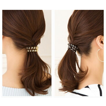 同色4個1セット メタリックカラー ヘアゴム スプリング スパイラルリング シンプル ヘアアクセ まとめ髪