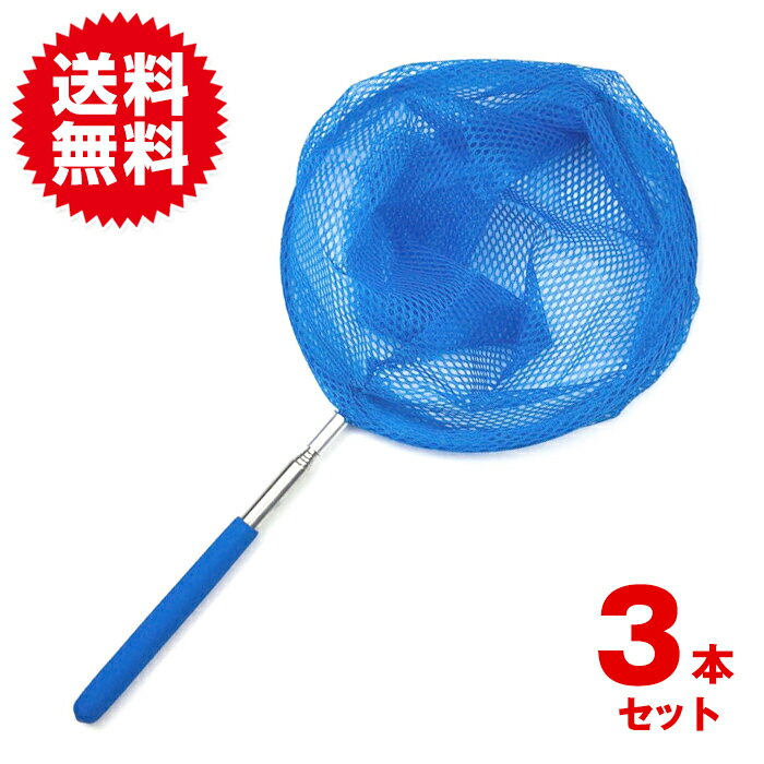 3本セット 伸縮式 虫取り 網 伸びる 虫捕獲網 軽量 コンパクト 昆虫採集 魚取り 虫とり アミ 子供 夏休み アウトドア 柄が伸びるのサムネイル