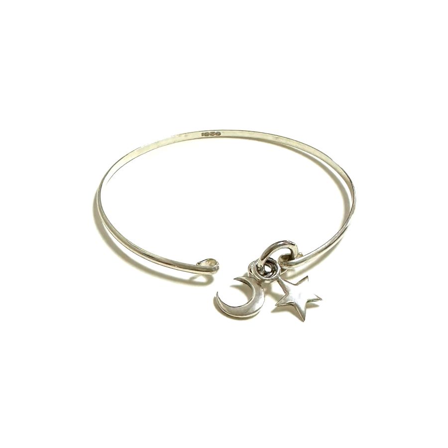 SILVER ワイヤーバングル ブレスレット ムーン&スター SV シルバー925
