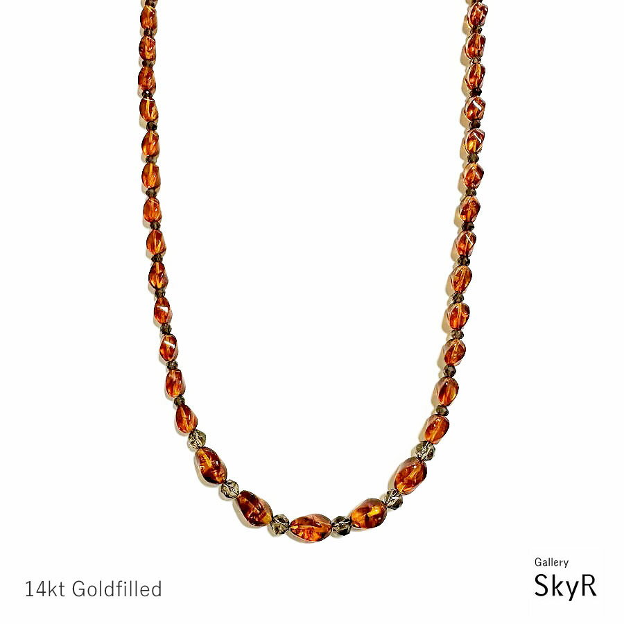 アンバー＆スモーキークォーツネック...