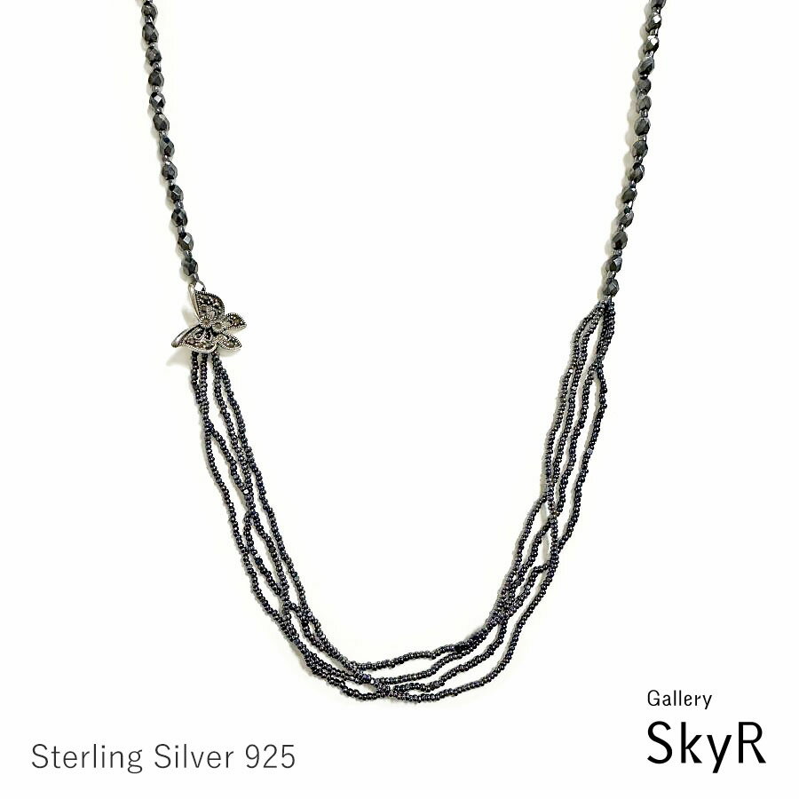 Beads - マーカサイト バタフライ ネックレス SV シルバー925