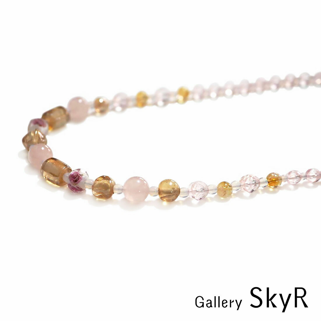 Amethyst - ローズクォーツ ネックレス マグネット留め具