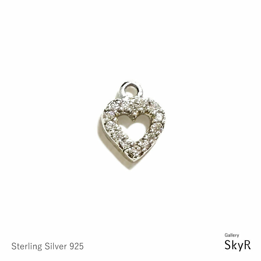 = スーパーSALE 半額 = SILVER & CUBIC ZIRCONIA ハート チャーム / ペンダントトップ SV
