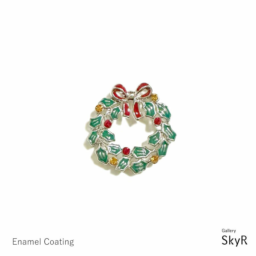 = スーパーSALE 特別価格 = Xmasリース チャーム エナメル ラインストーン