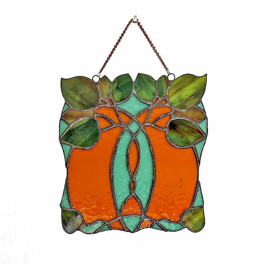 ステンドグラス Art Nouveau Leaf 壁飾り