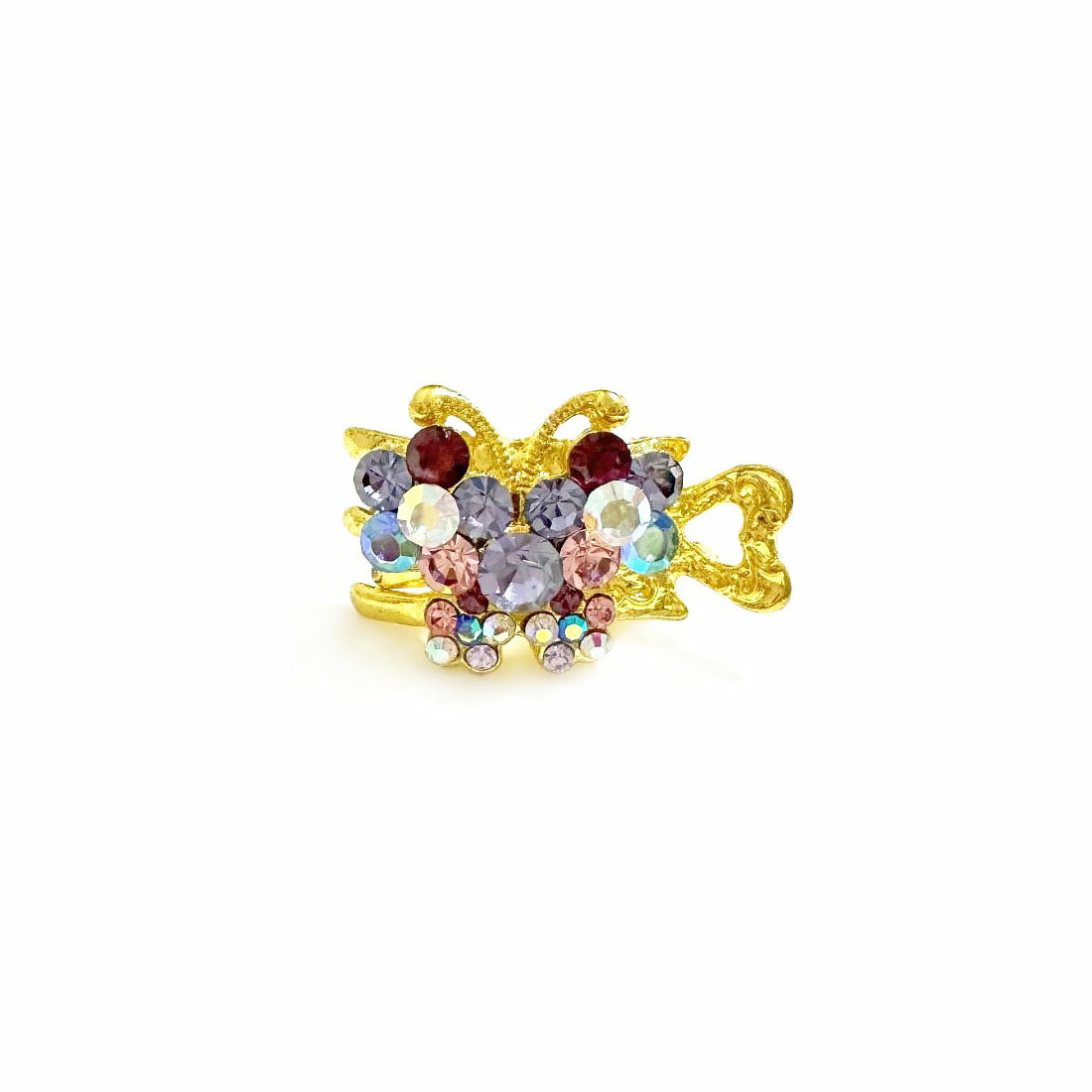 Rakuten - Rhinestone バタフライ ヘアクリップ (片面タイプ) ラインストーン ヘアアクセサリー