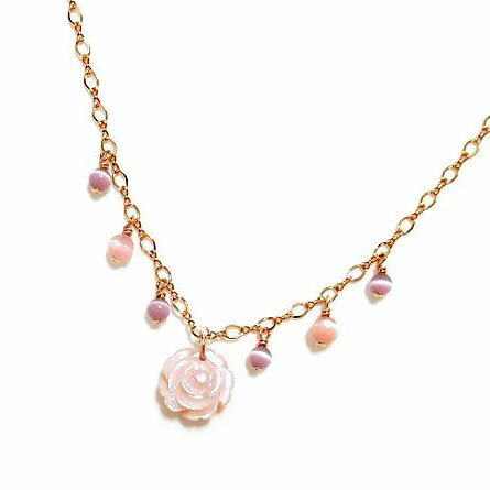 《長さ&金種を選べる!》 リバーシェル ローズ アンクレット 【 シェル 】 シルバー ・ イエローゴールド ・ ピンクゴールド