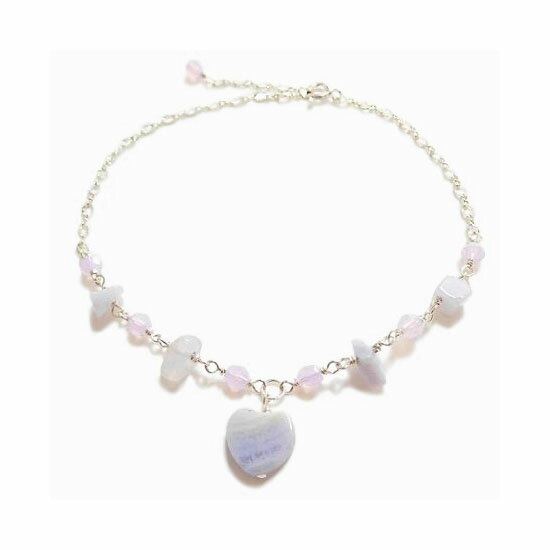 ブルーレース アゲート ハート アンクレット SV 【 天然石 】 シルバー925