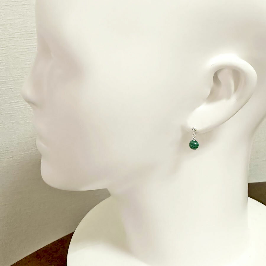 マラカイト 6mm ピアス (イヤリングに変更可) SV シルバー925 3