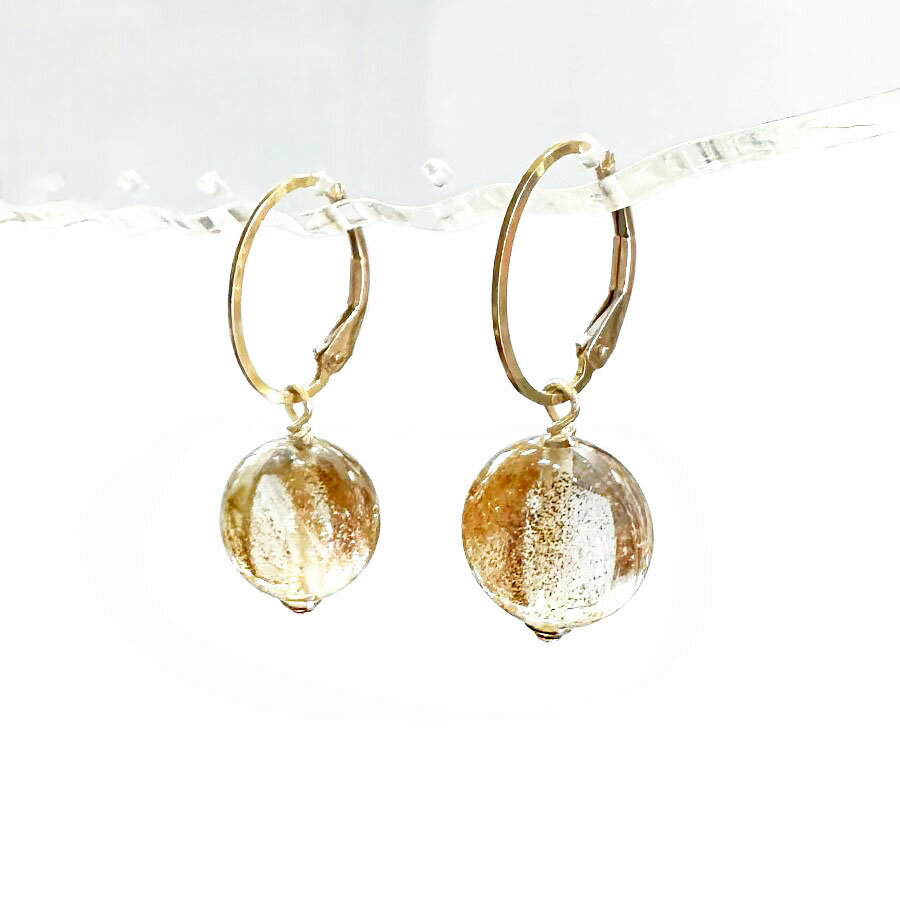 ブロンズシャイン クリスタル レバーバック ピアス K14GF