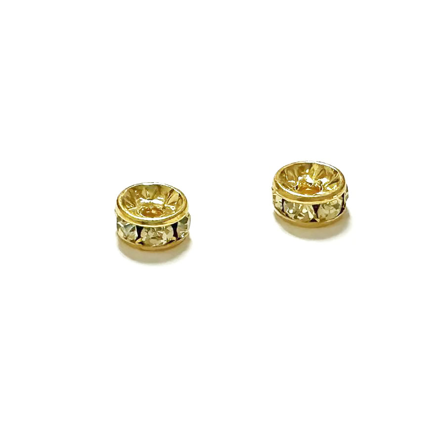 Rakuten - チェコ製 ロンデル 平形 6mm ジョンキルイエロー＆ゴールド 2個セット