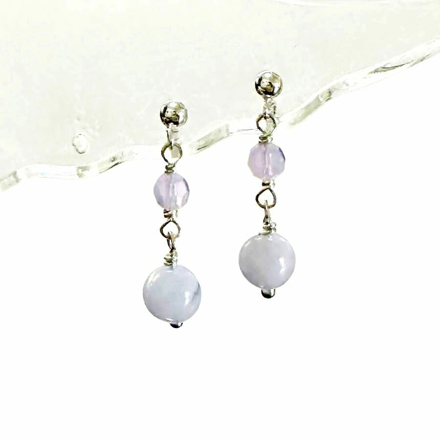 ブルーレースアゲート ピアス (イヤリングに変更可) SV シルバー925