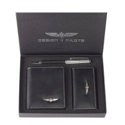 DESIGN 4 PILOTS　パイロット　お財布セット　旅行用品　多機能収納ポケット　革製　黒　【日本総代理店】