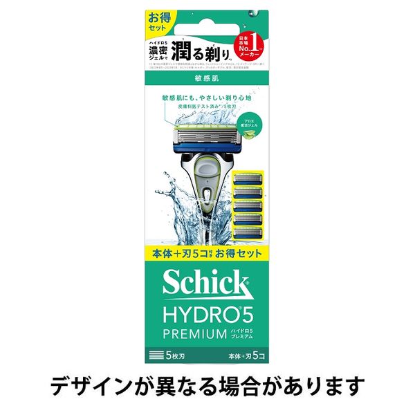 ●男の肌に極めた剃り味 ●濃密ジェルが摩擦から肌を守る”シックハイドロ5プレミアム”シリーズから、敏感肌用が登場。アロエ＆ビタミンE入り配合。皮膚科医のテスト済み。（すべての方に刺激がおきないというわけではありません） ●通常のスムーザーとは異なる「ハイドログライドジェル」を搭載。剃るたびに、滑りをよくして肌を守る。 ●スキンガード付き5枚刃が肌の動きをコントロールして摩擦を軽減。