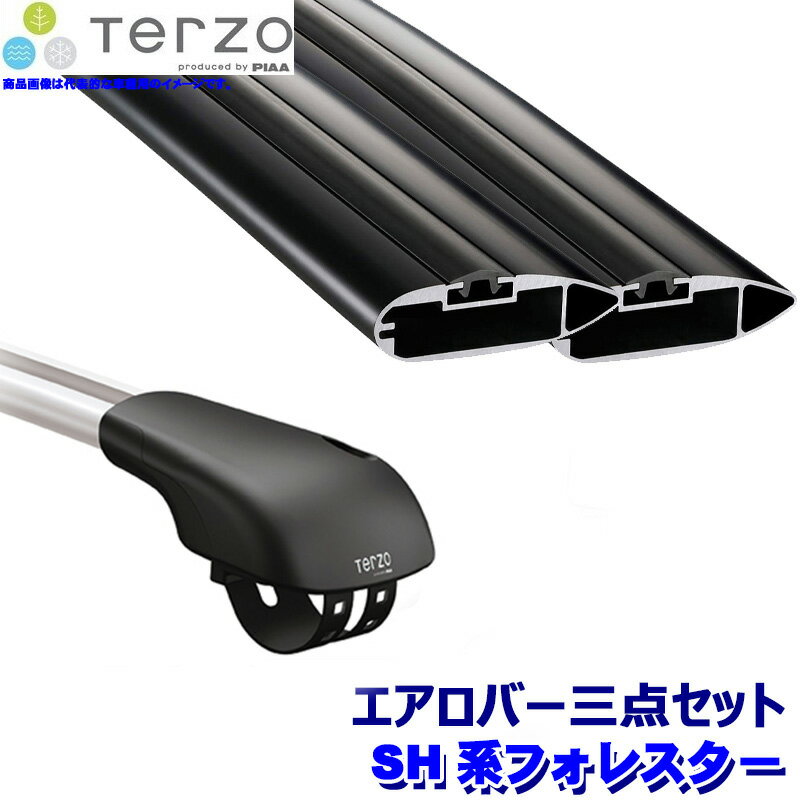 TERZO テルッツオ テルッツォ ベースキャリア一台分 フット＋エアロバー(ブラック)3点セット SH系フォレスター(H19.2～H24.10ルーフレール付)用