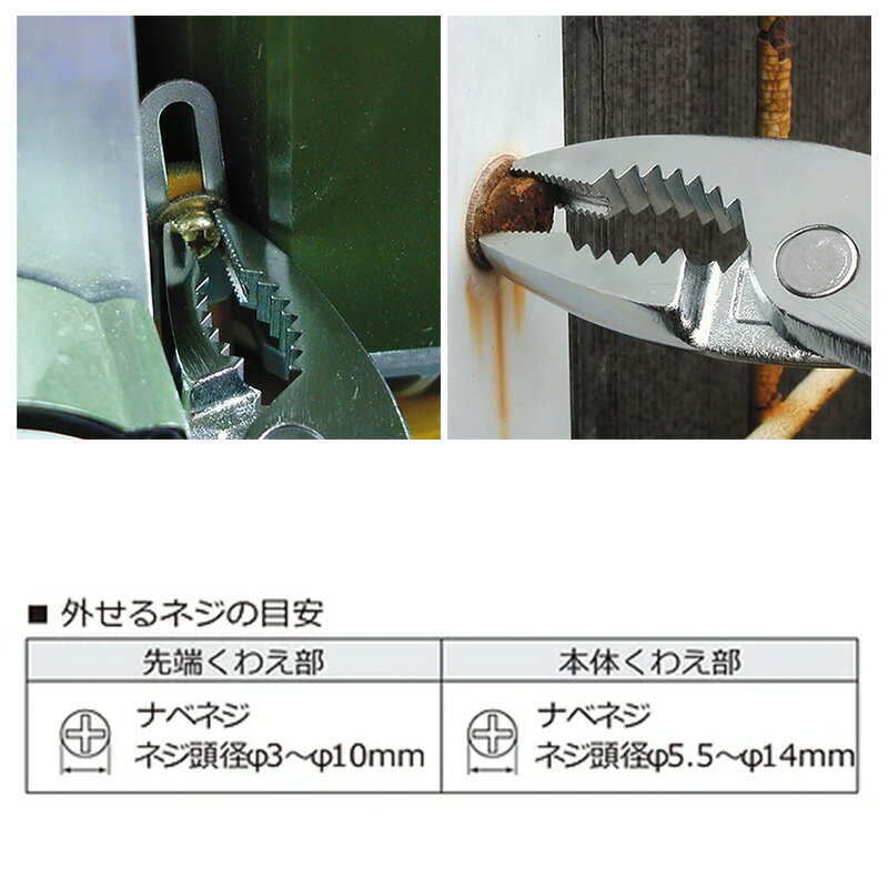 【4/5限定】最大3,000円OFFクーポン配布！【メール便対応可】PZ-56 エンジニア ネジザウルスXP プライヤー 対応ネジ：ナベネジφ3～10mm(先端くわえ部)/φ5.5～14mm(本体くわえ部) 全長：175mm