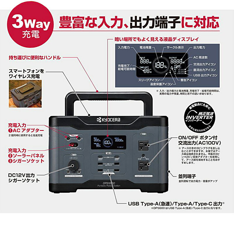 ��2/10����ۺ���3,000��OFF�����ݥ����ۡ�DPS1800 ������ KYOCERA �ݡ����֥��Ÿ� 1800W �Хåƥ꡼����1601.5Wh ������ �ݡ����֥�Хåƥ꡼ ���Ŵ� ������ �ɺҥ��å� ������ �����ȥɥ�