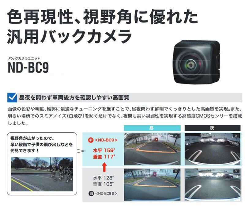 ND-BC9 Pioneer パイオニア carrozzeria カロッツェリア バックカメラユニット(汎用タイプ) 高画質/高感度CMOSセンサー搭載 防水/防塵(IP67相当) 汎用RCA出力 2
