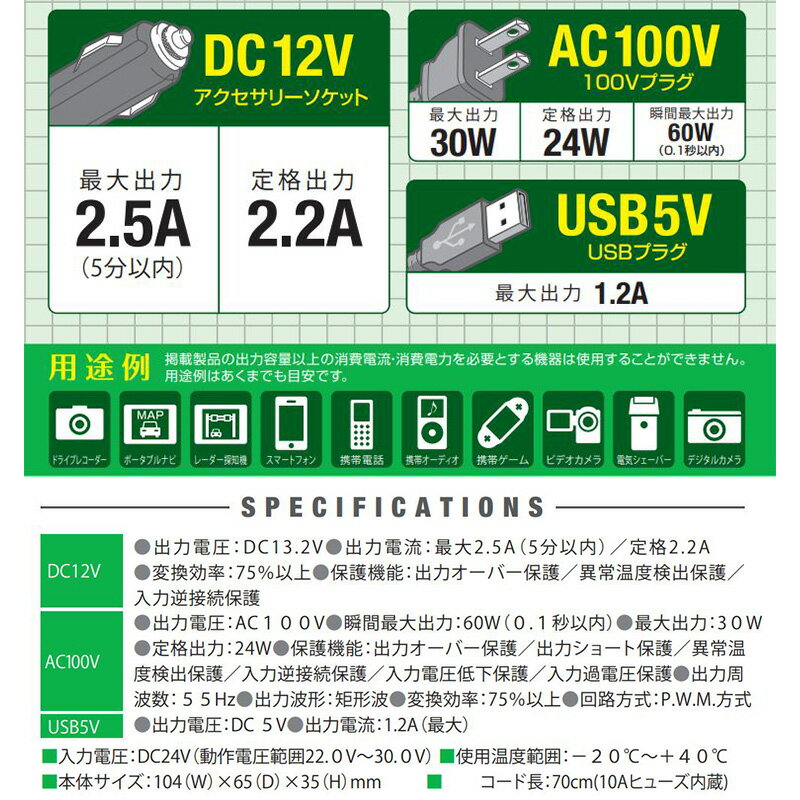 ��1/15����ۺ���3,000��OFF�����ݥ����ۡ�DCU-302 cellstar ���륹���� DC/DC����С����� DCU���꡼�� �������30W 24V������ DC24V��DC12V��AC100V��USB5V �ݸǽ���